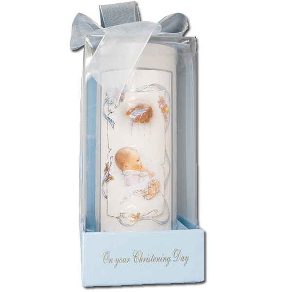 Christening Candle 6" Gift Boxed - Baby Boy