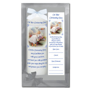 Christening Candle 8" Gift Boxed - Baby Boy