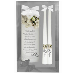 Traditional White Wedding Day Candle Set