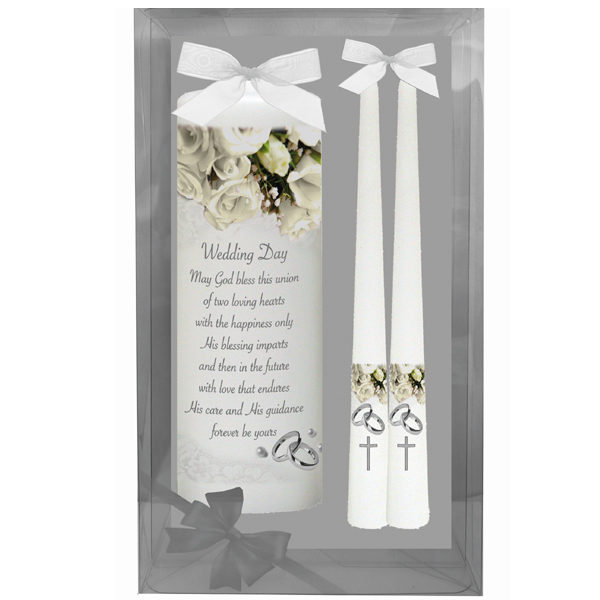 Traditional White Wedding Day Candle Set