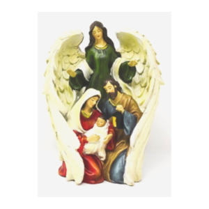 Resin Nativity Holy Family & Angel wings- 9 1/2 " inch