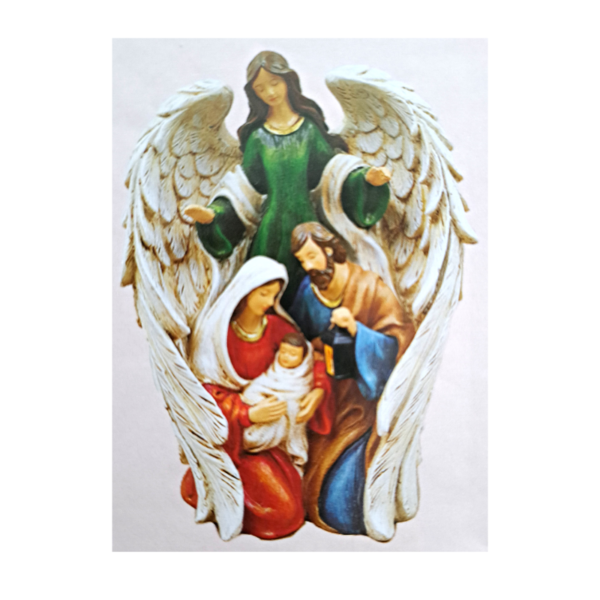 Resin Nativity Holy Family & Angel wings- 9 1/2 " inch - Image 2