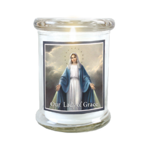 Our Lady of Grace Miriaculous LED Glass Candle
