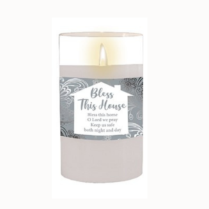 Bless this House LED Glass Candle