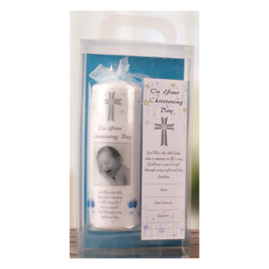 Christening Candle 8" Gift Boxed - Baby Boy