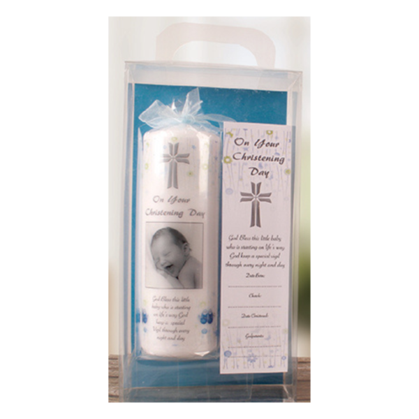 Christening Candle 8" Gift Boxed - Baby Boy
