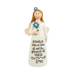 Resin 4 inch Message Angel - Faith, Hope & Love