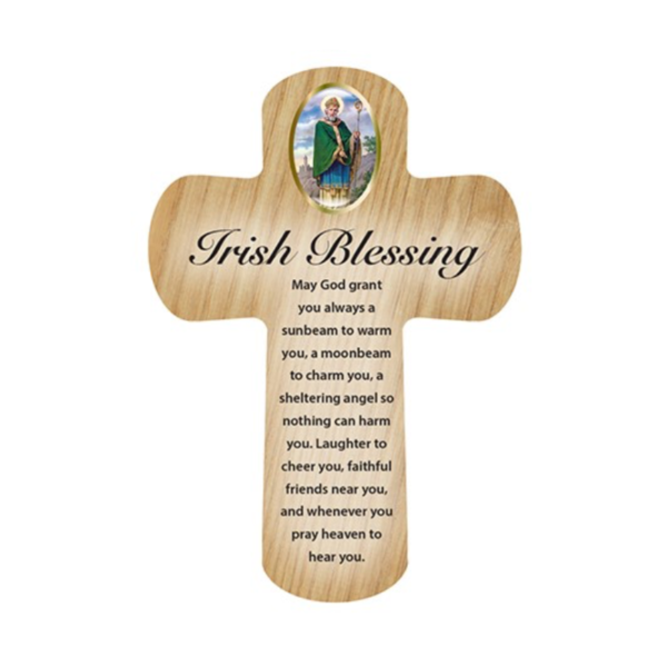 Wood Holding Cross 3 1/2 inch Irish Blessing