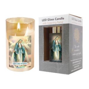 Our Lady of Grace  LED Glass Candle