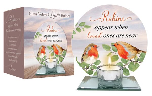 Glass Votive Holder/Robins Near You - Image 2